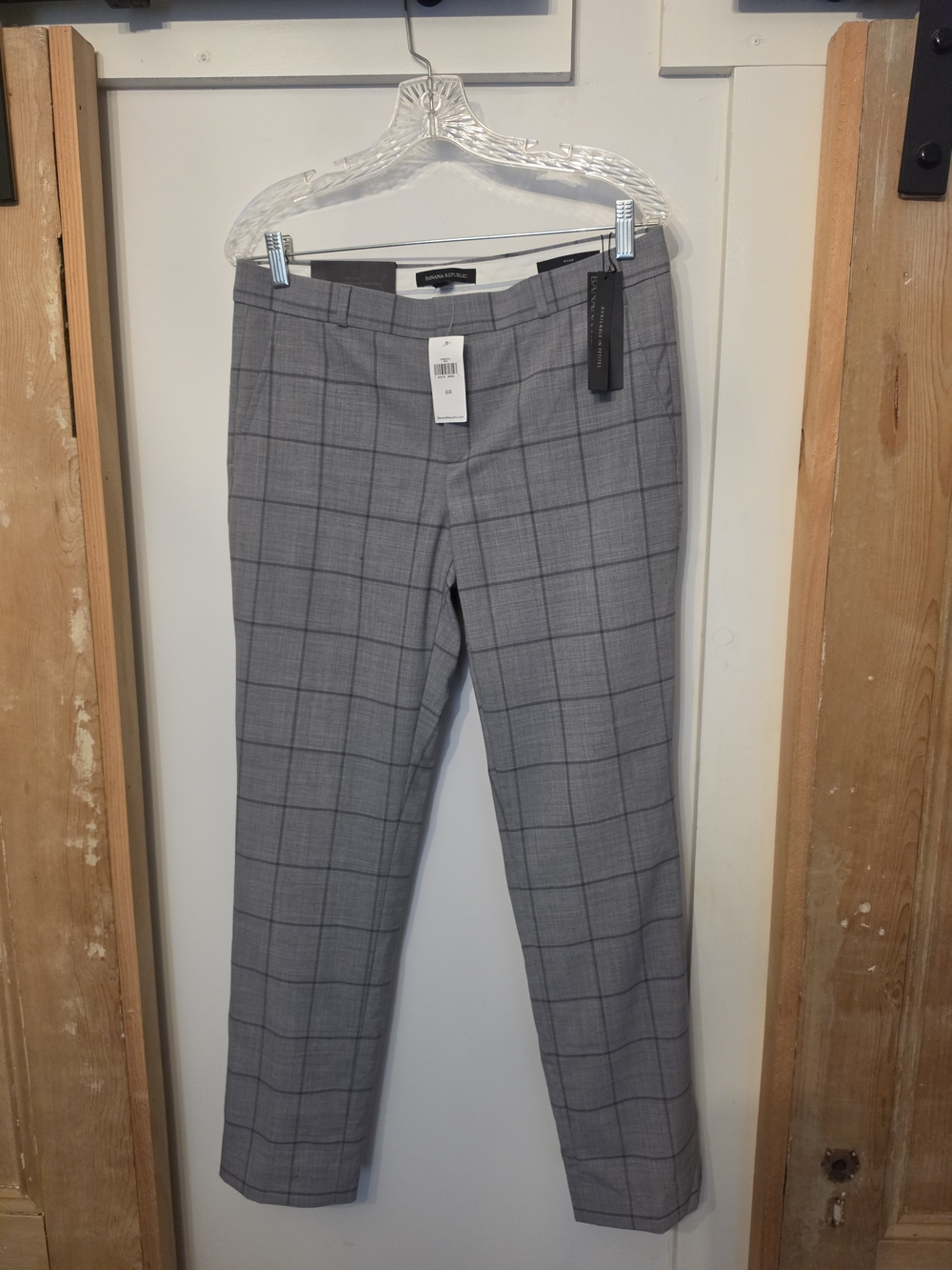 NWT Banana Republic Women's Gray "Ryan" Windowpane Dress Pants (6)